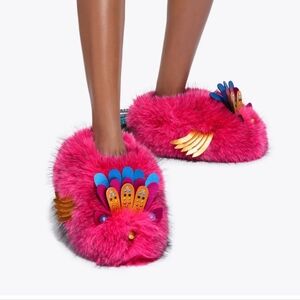 Kurt Geiger Pink Fuchia Cozy Furry Slippers